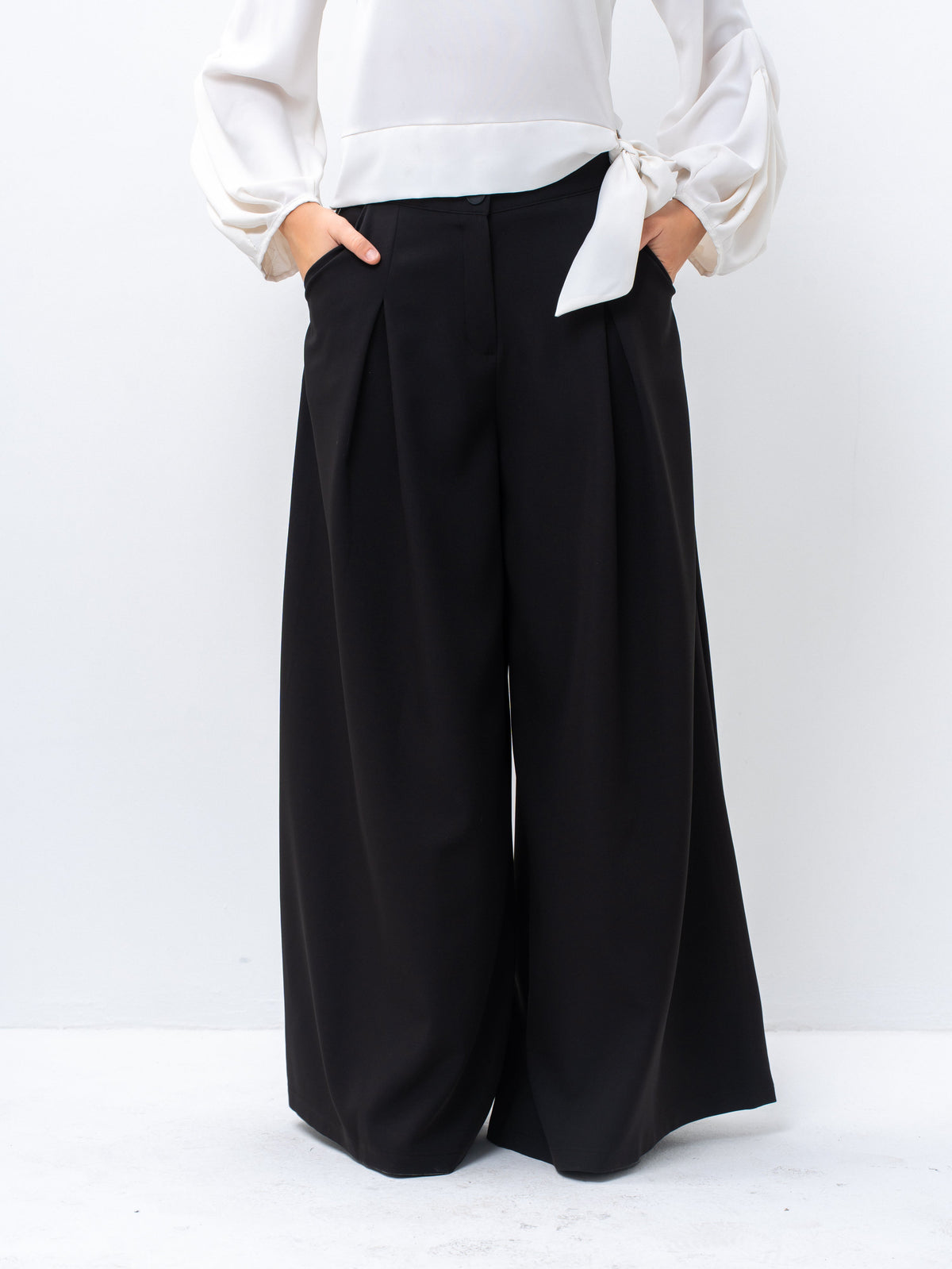 Palazzo Trousers with Front Pleats — Image 7