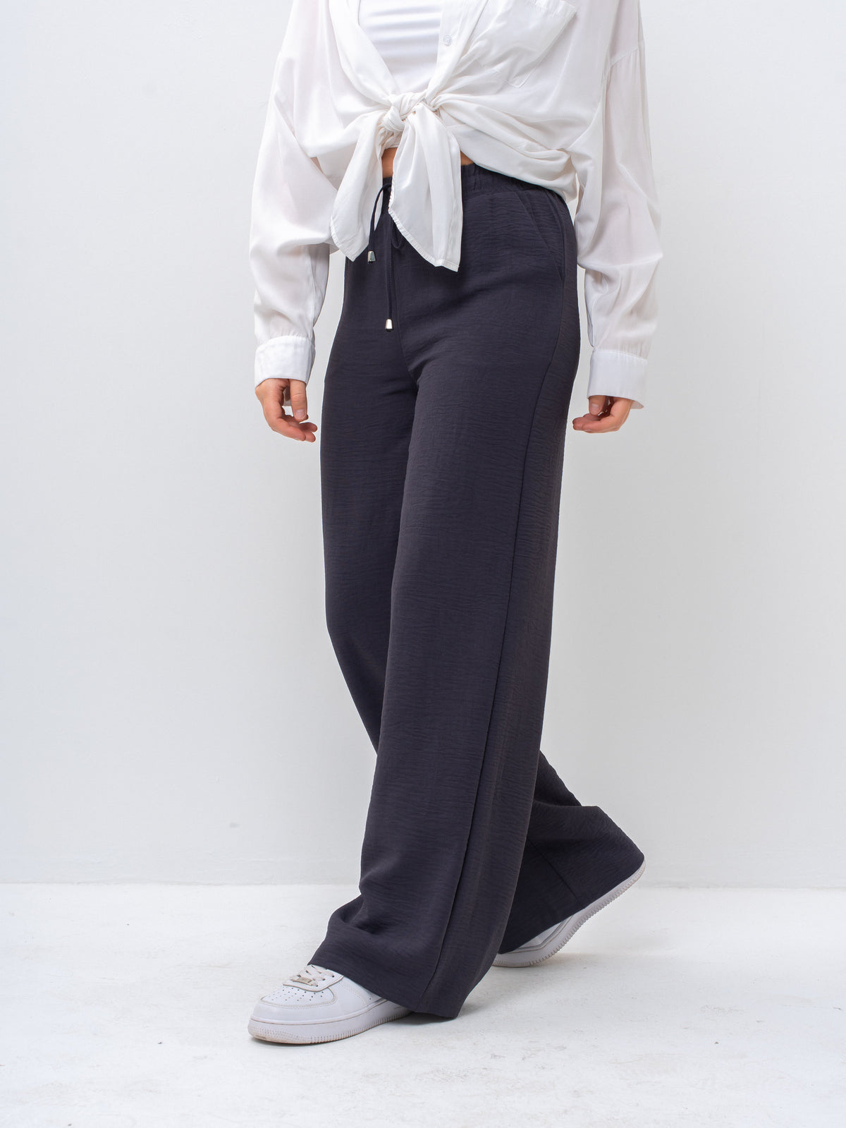 High-Waisted Drawstring Wide-Leg Trousers — Image 37