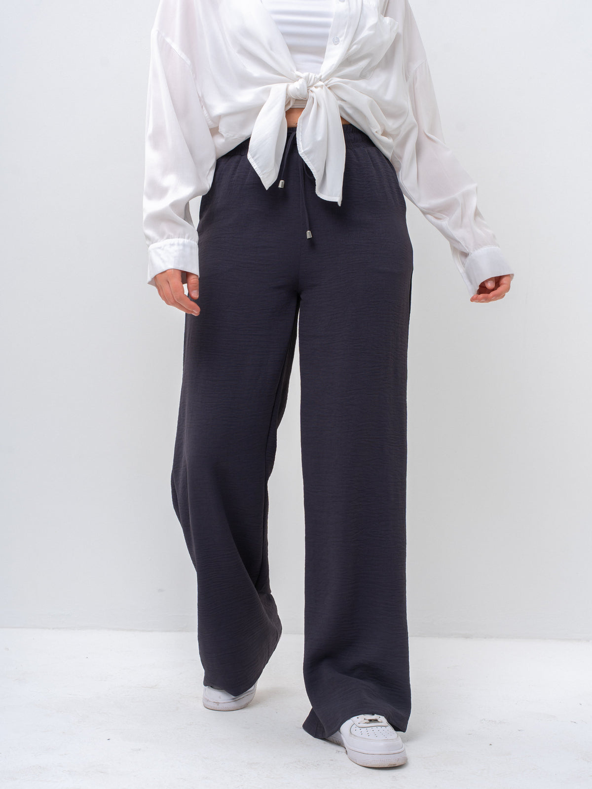 High-Waisted Drawstring Wide-Leg Trousers — Image 38