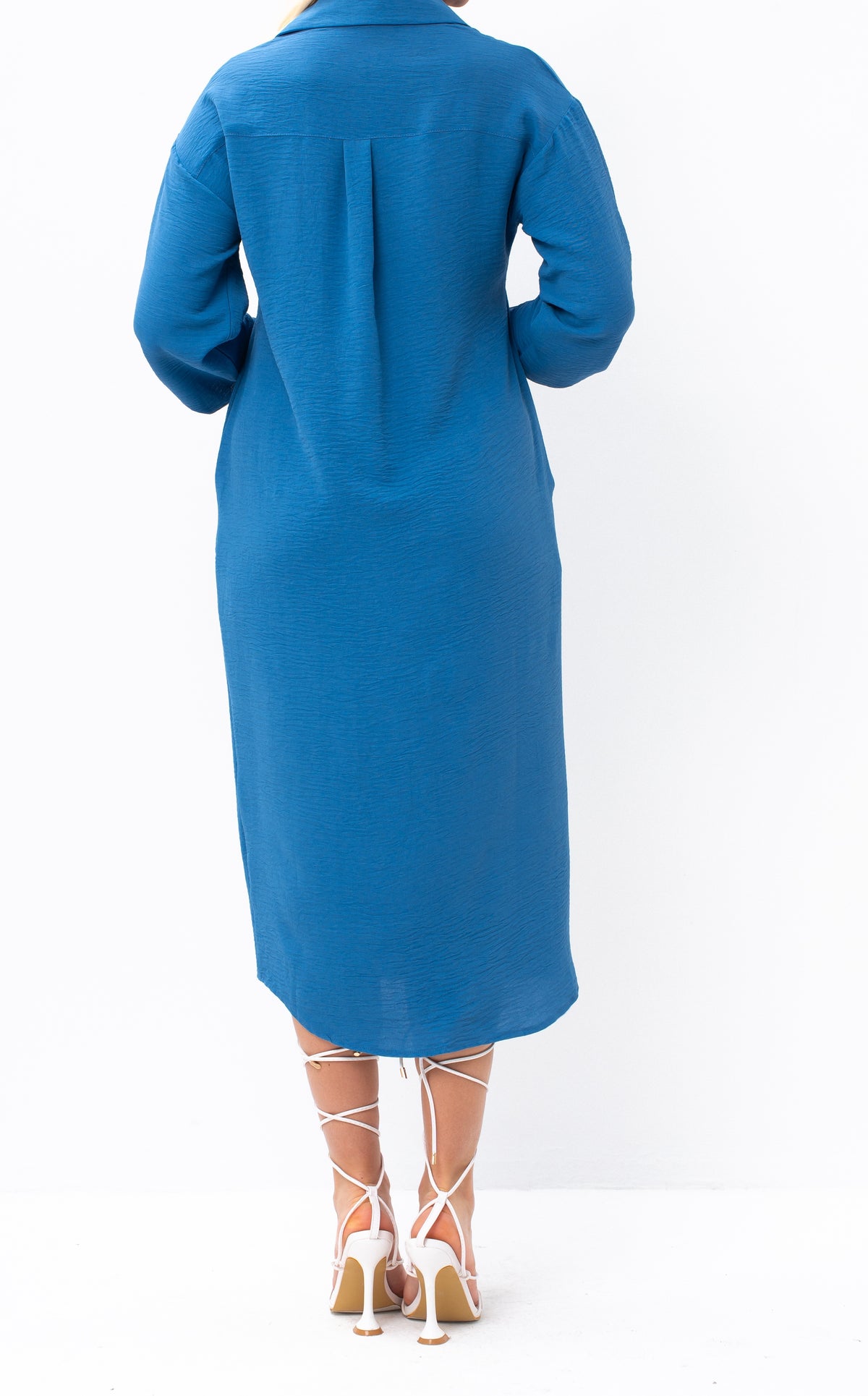 Casual Sophistication Long-Sleeve Utility Shirt Blue Dress