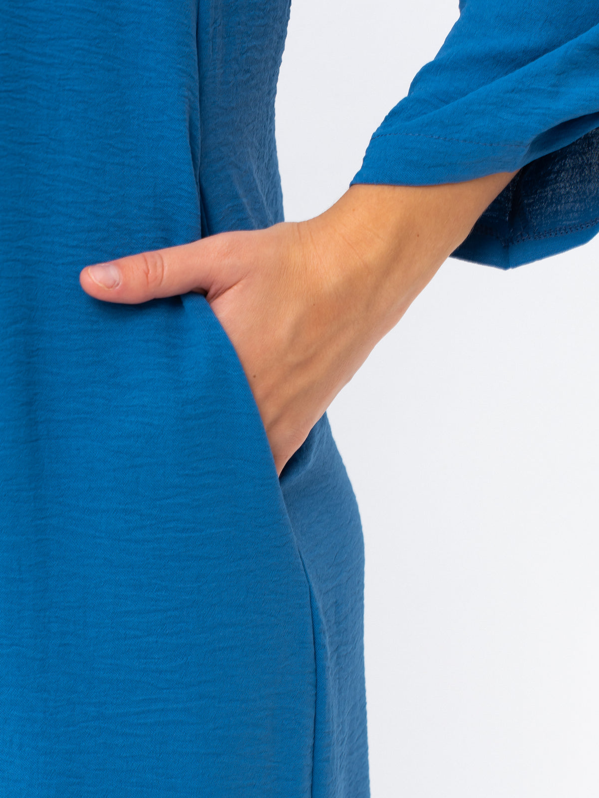 Casual Sophistication Long-Sleeve Utility Shirt Blue Dress