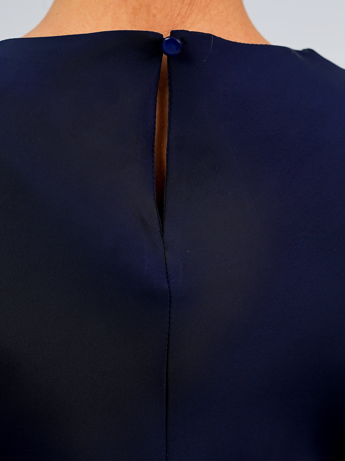 The 'Emerald Muse' Flared Sleeve Long Dress Navy Blue