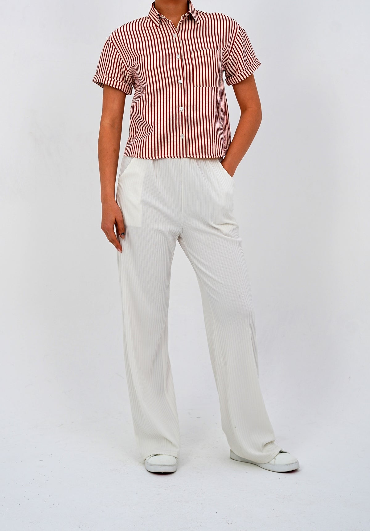 Classic Striped Short Sleeve Button-Down Shirt