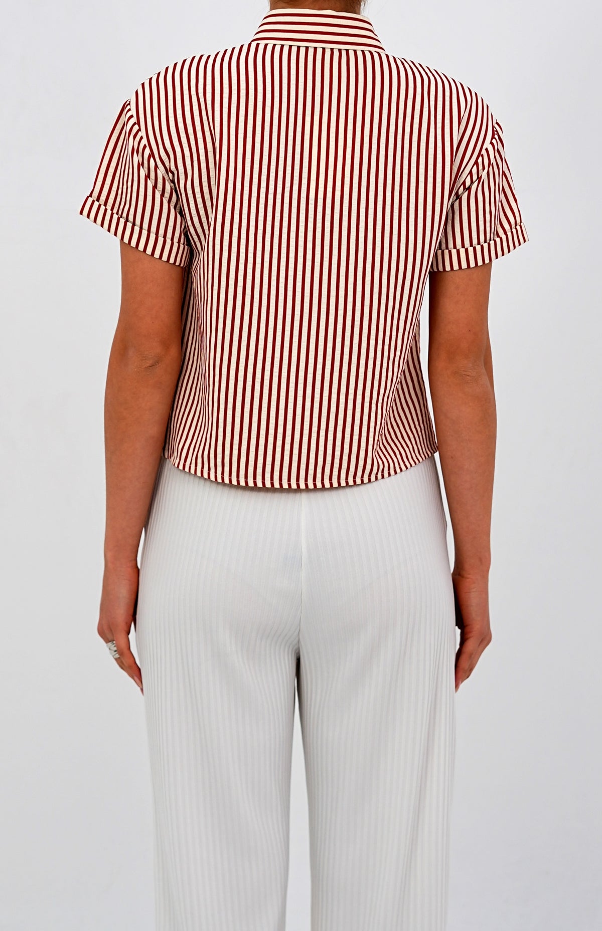 Classic Striped Short Sleeve Button-Down Shirt