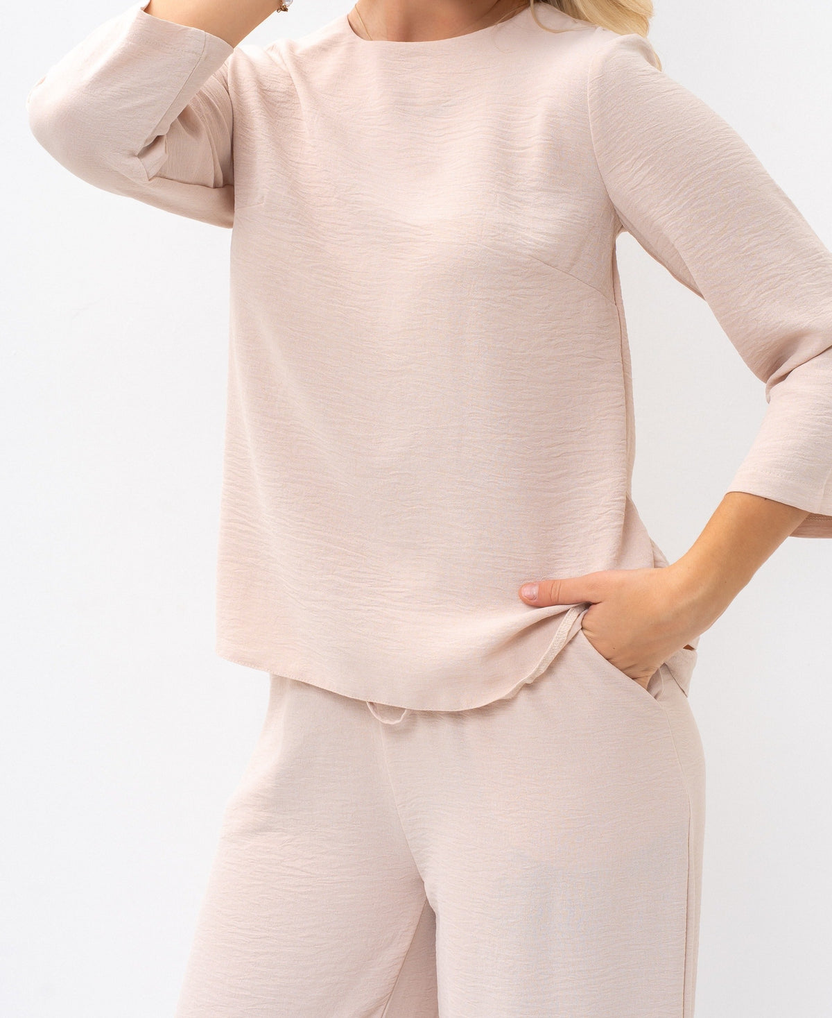 Back-Tie Peplum Blouse & Trousers Set — Image 5