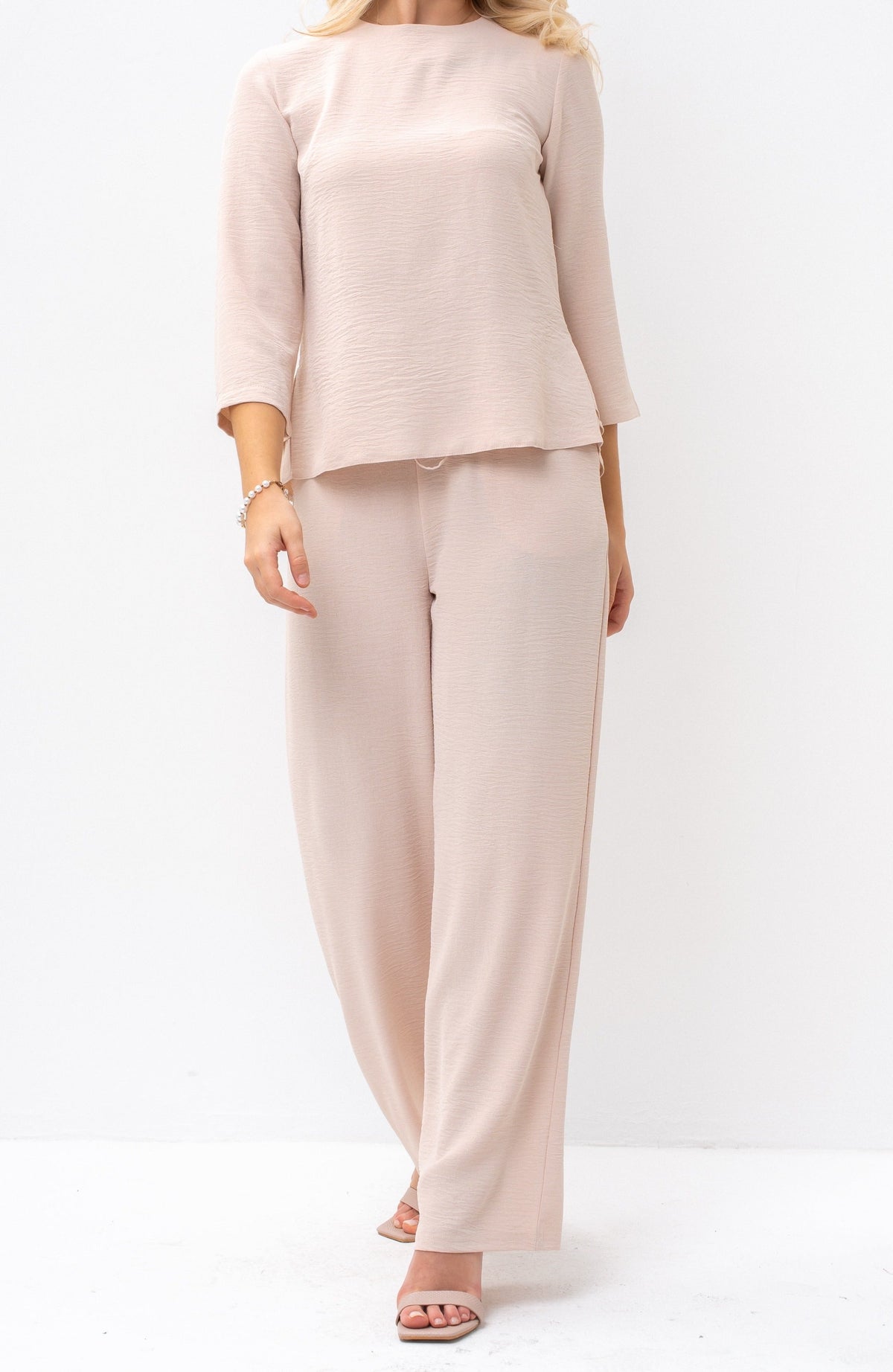 Back-Tie Peplum Blouse & Trousers Set — Image 1