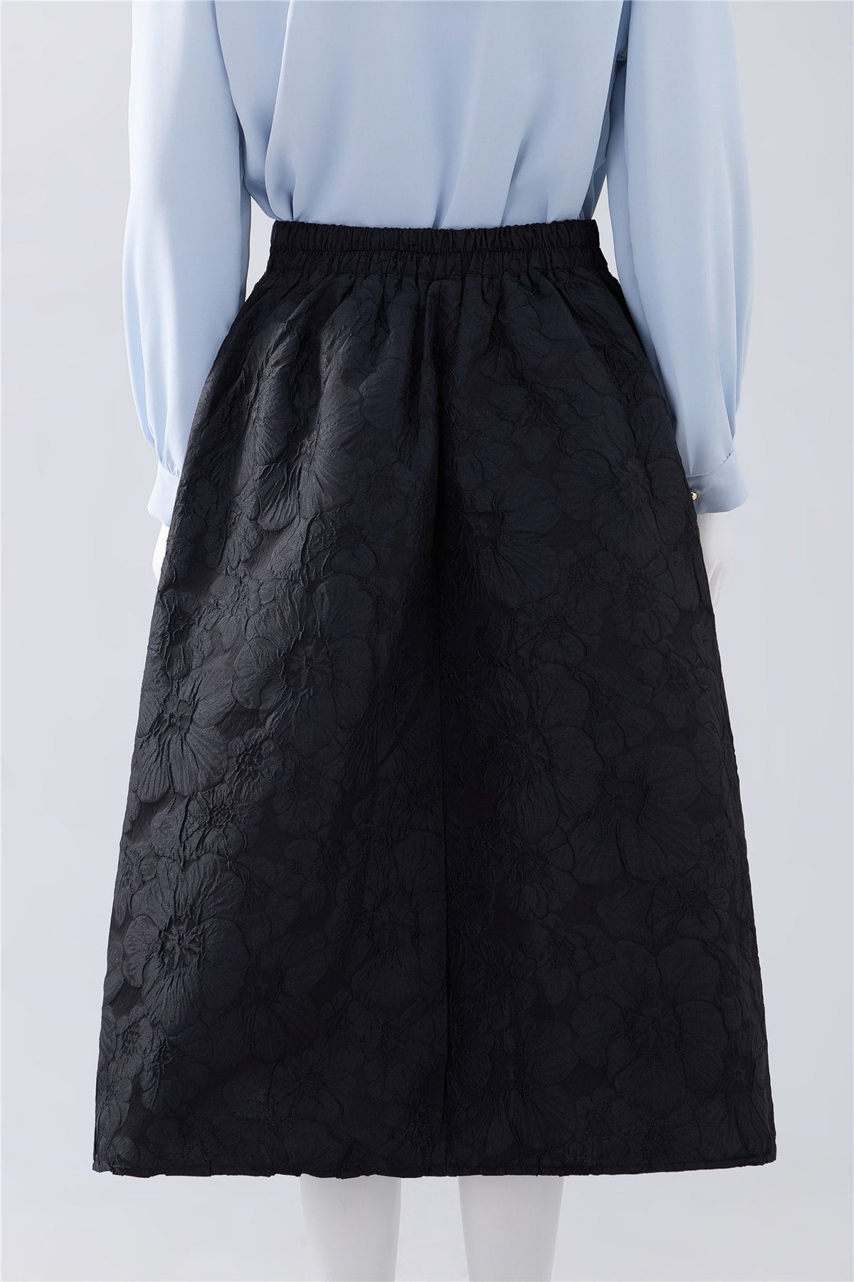 Black Textured A-Line Midi Skirt — Image 4
