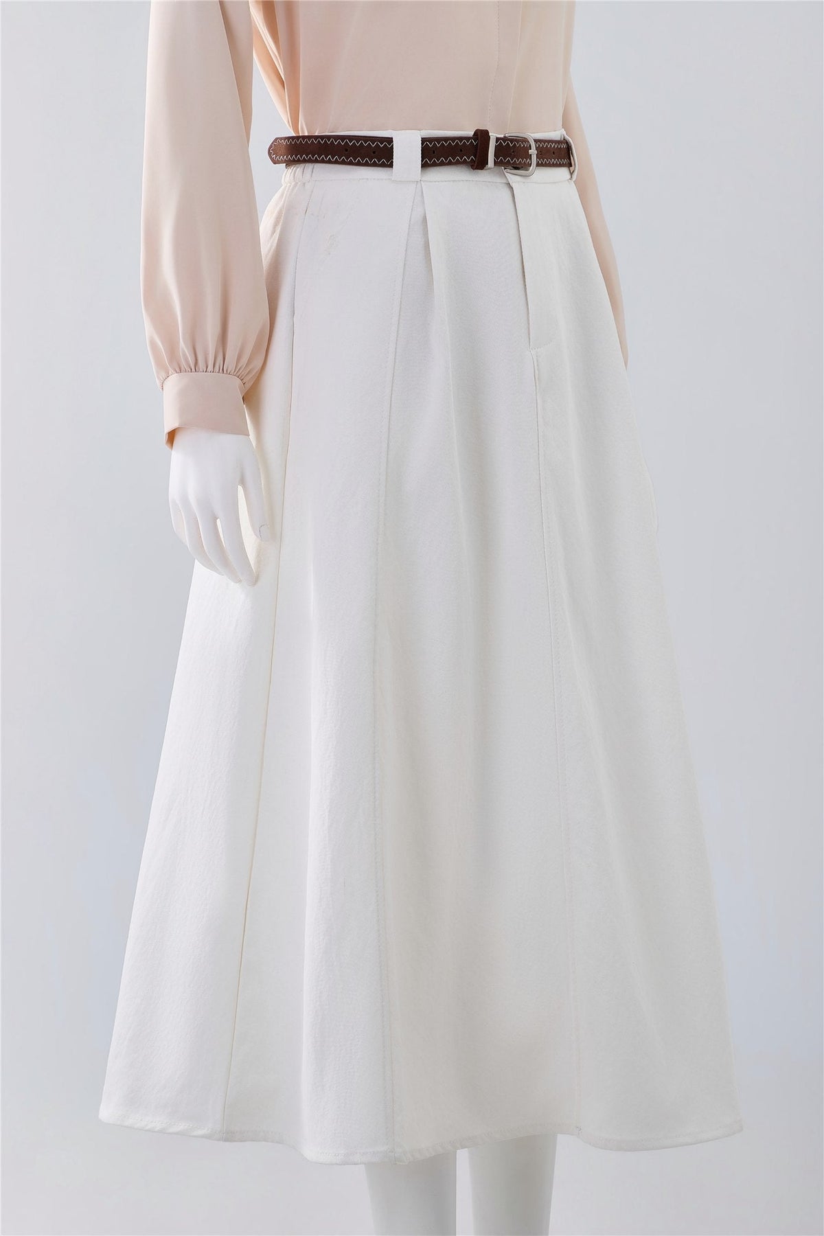 White A-Line Midi Skirt — Image 3