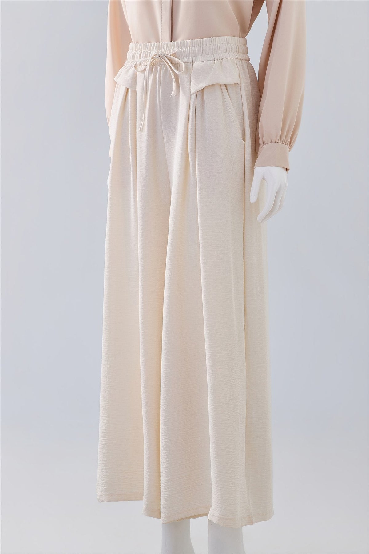 Cream Tie-Waist Midi Skirt — Image 2