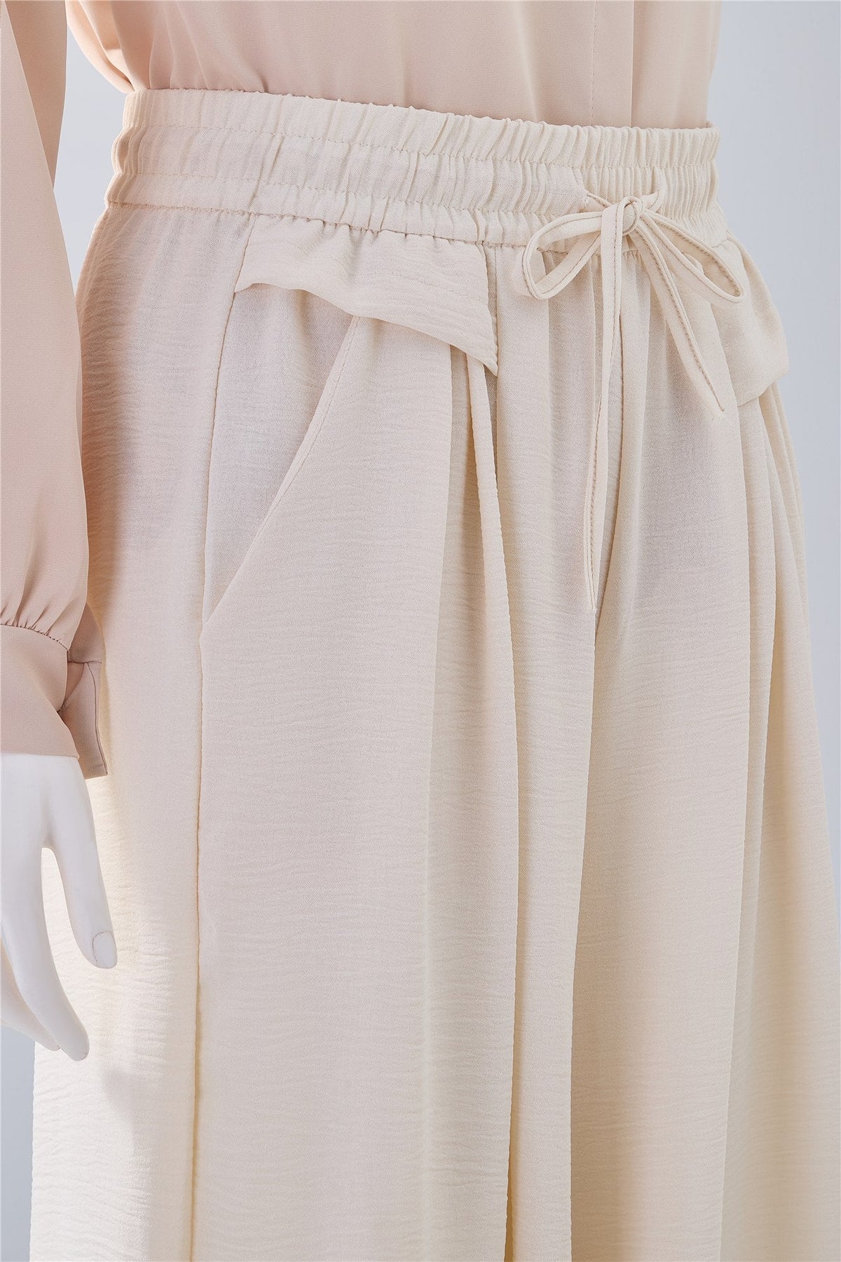 Cream Tie-Waist Midi Skirt — Image 5