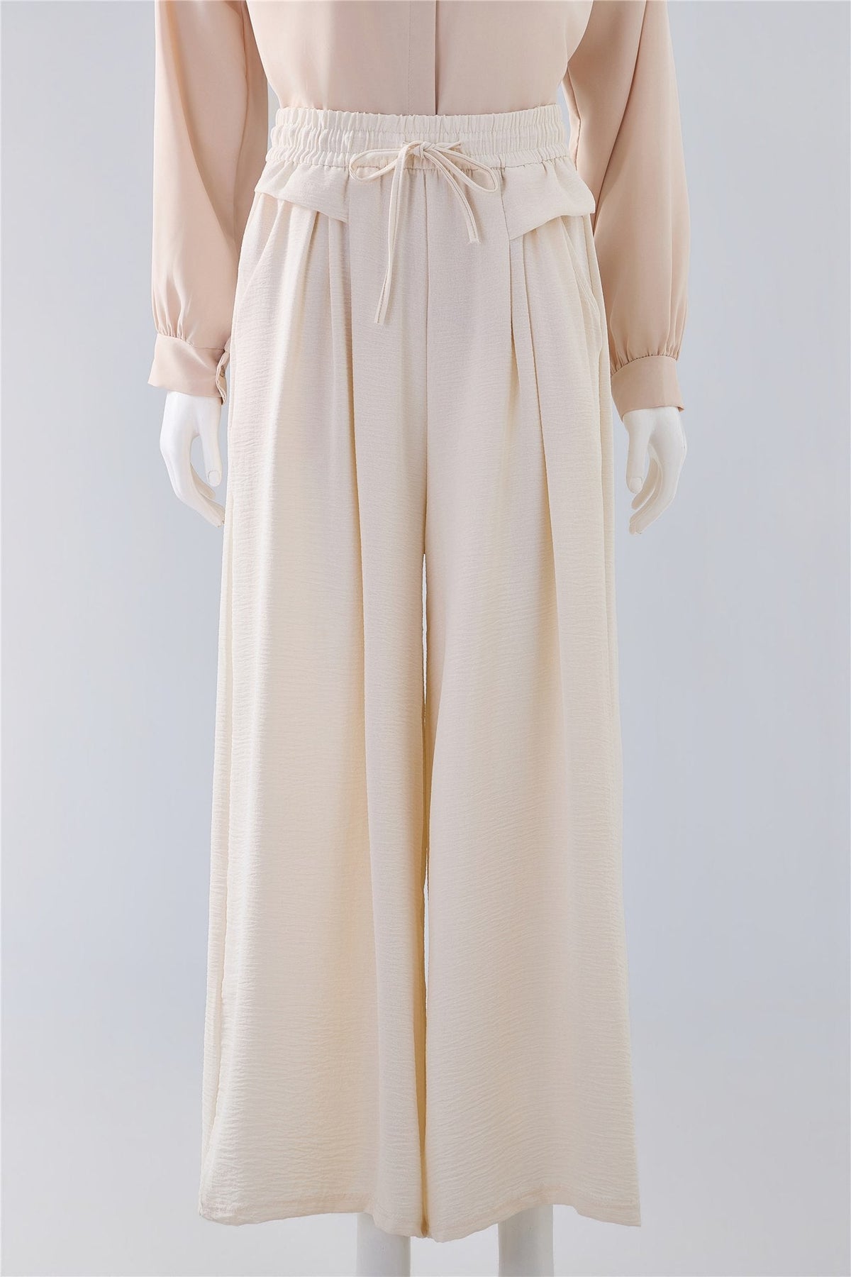 Cream Tie-Waist Midi Skirt — Image 1