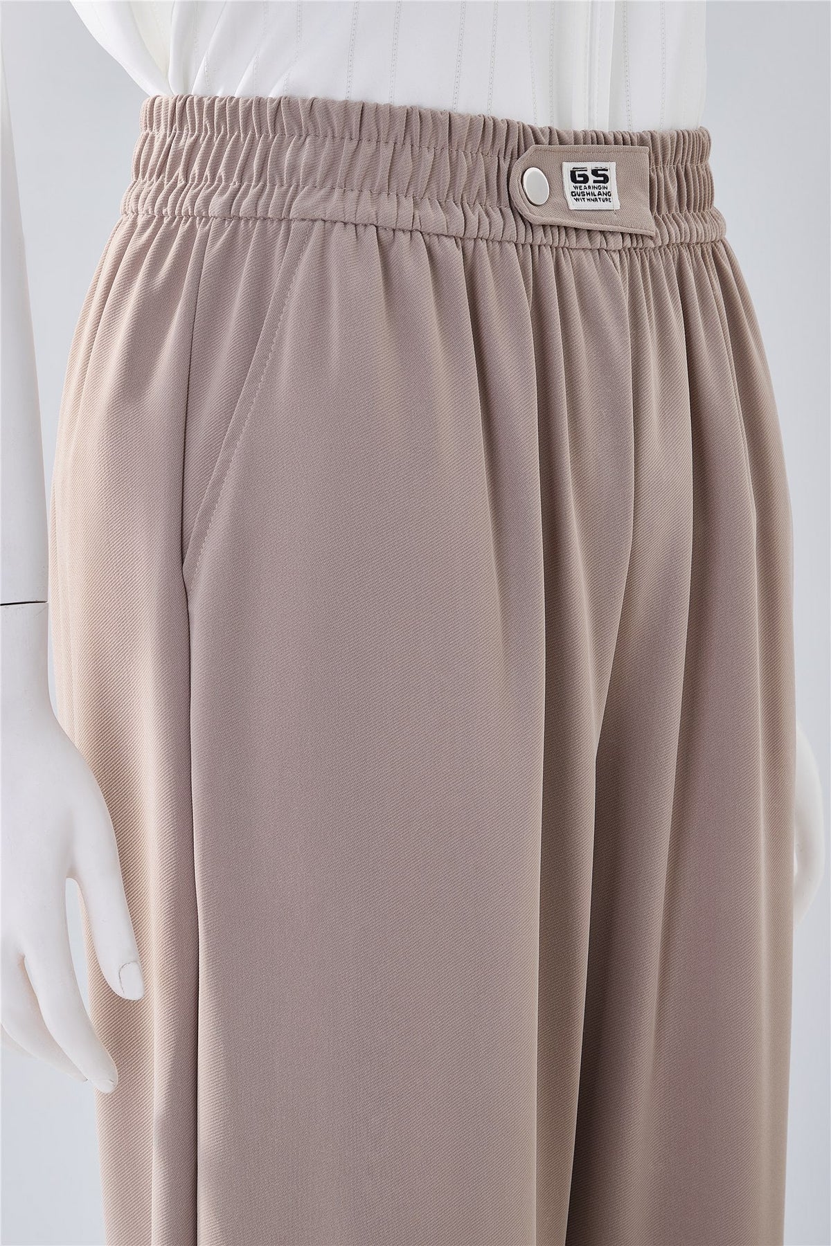 Taupe Elastic-Waist Trousers — Image 5