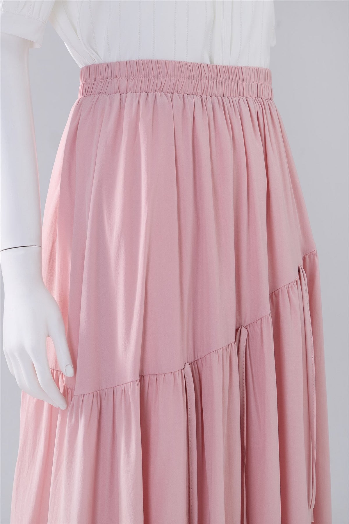 Pink Tiered Midi Skirt — Image 5