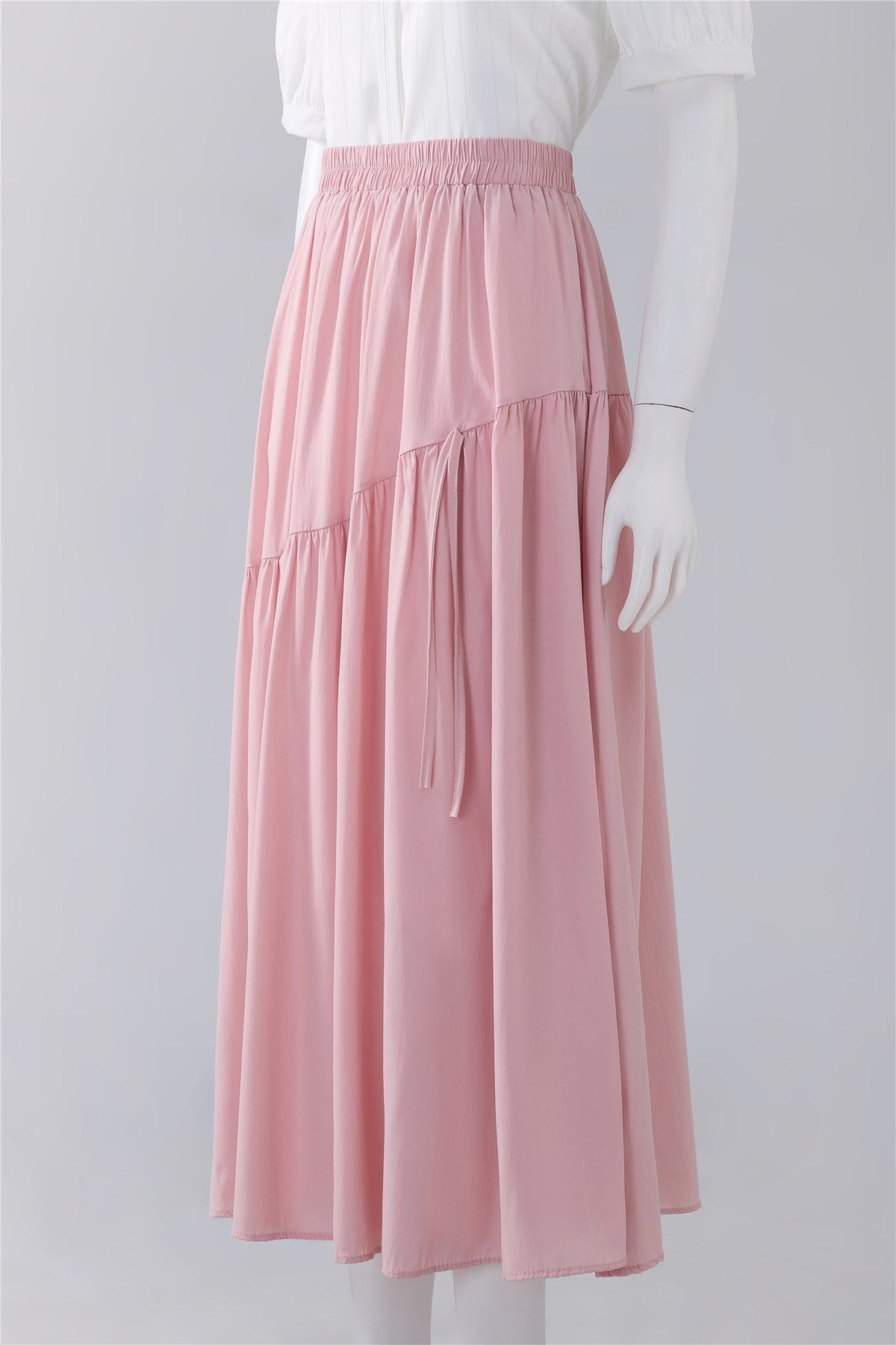 Pink Tiered Midi Skirt — Image 2