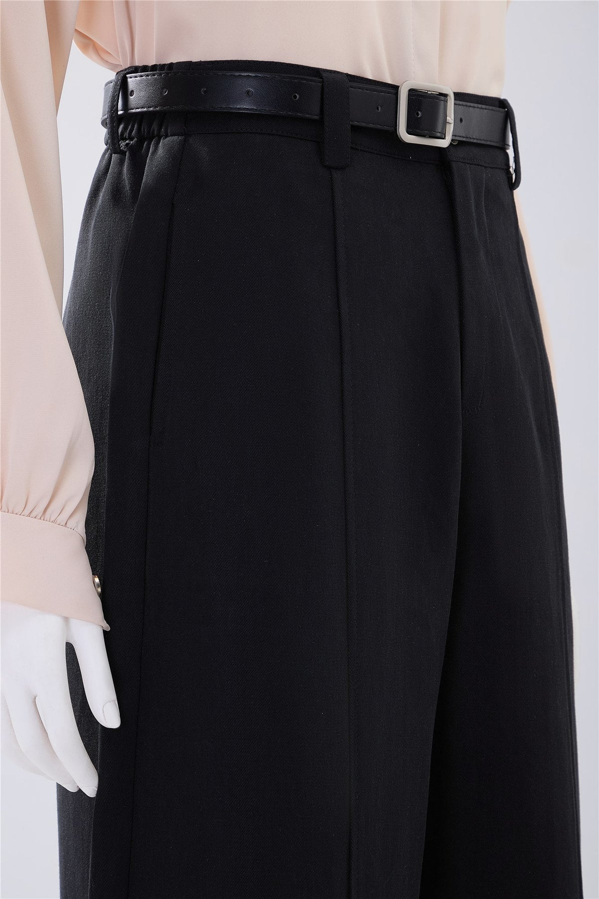 Black Belted Wide-Leg Trousers — Image 5