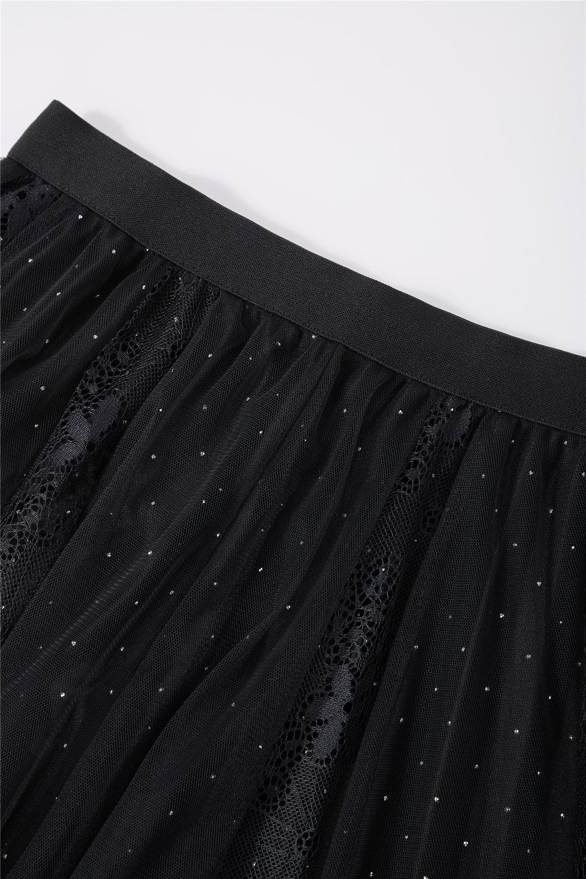Black Layered Mesh Midi Skirt — Image 6