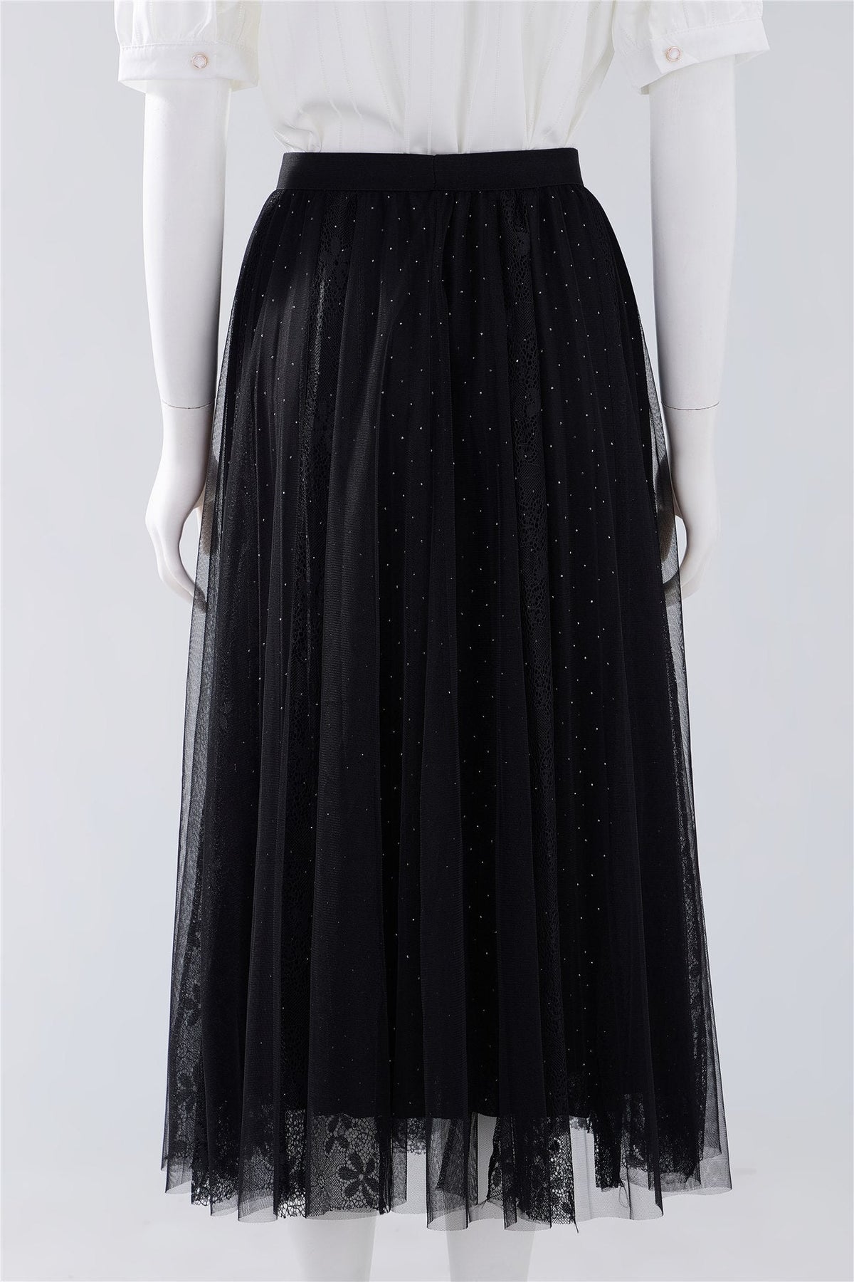 Black Layered Mesh Midi Skirt — Image 4