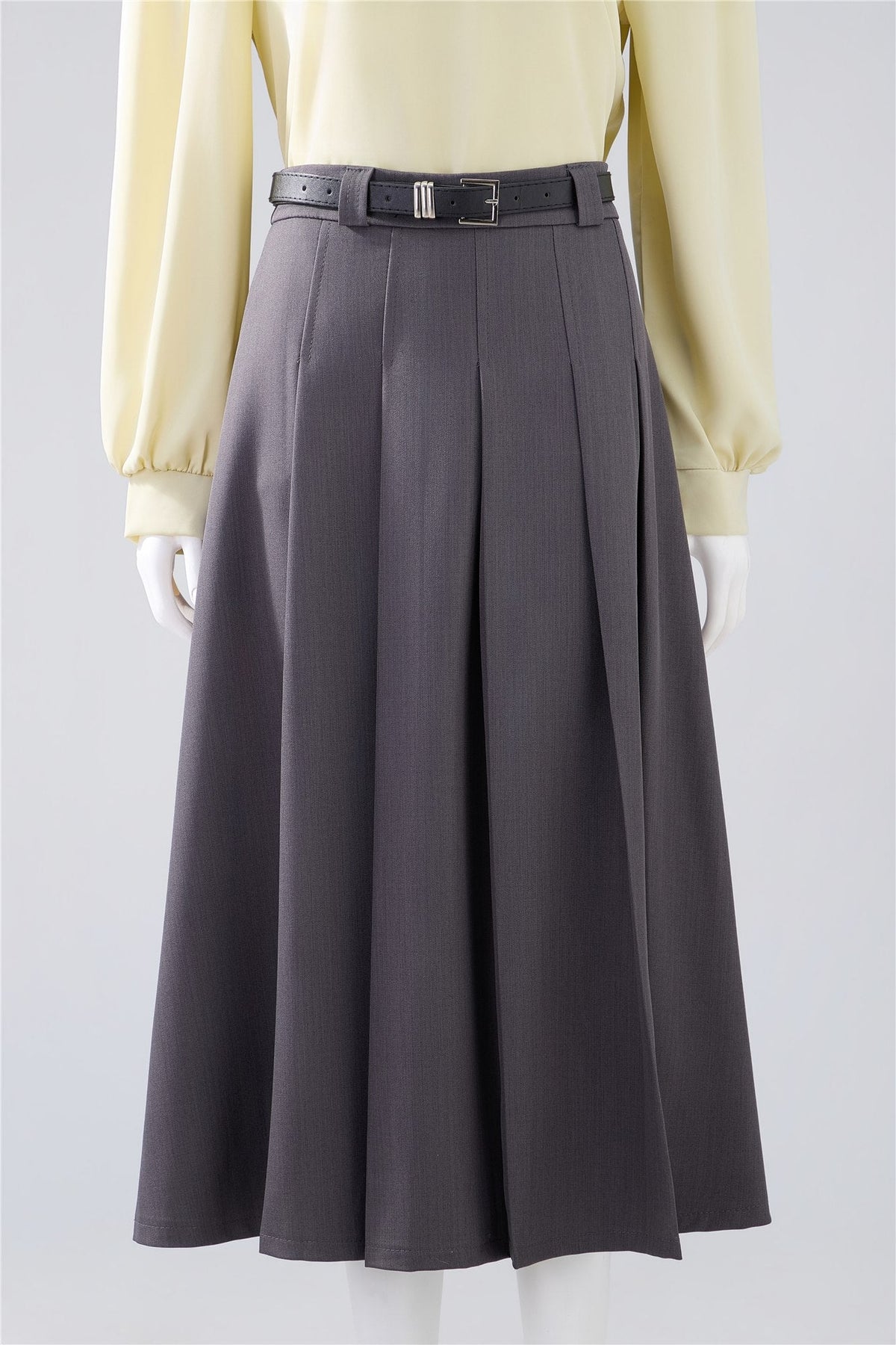 Grey Pleated Midi Skirt — Image 1