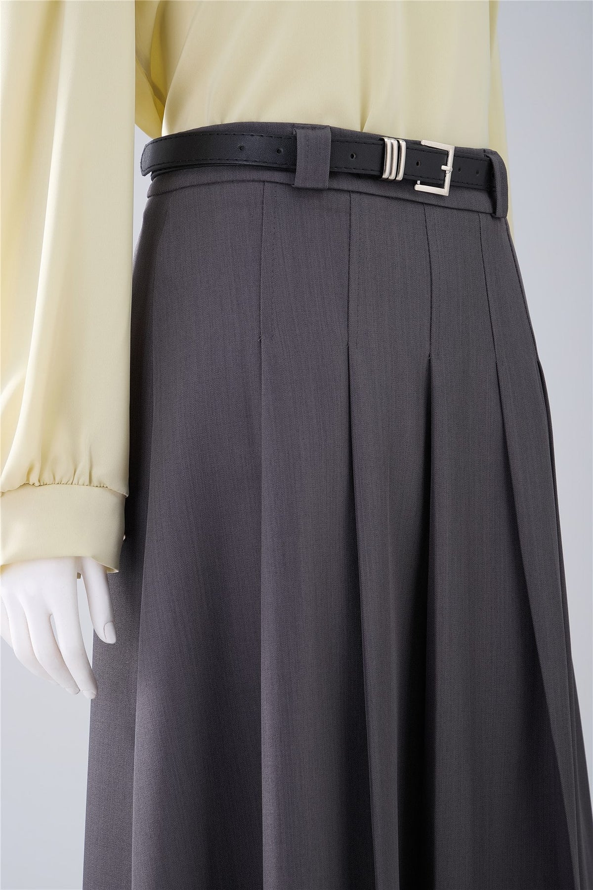 Grey Pleated Midi Skirt — Image 5