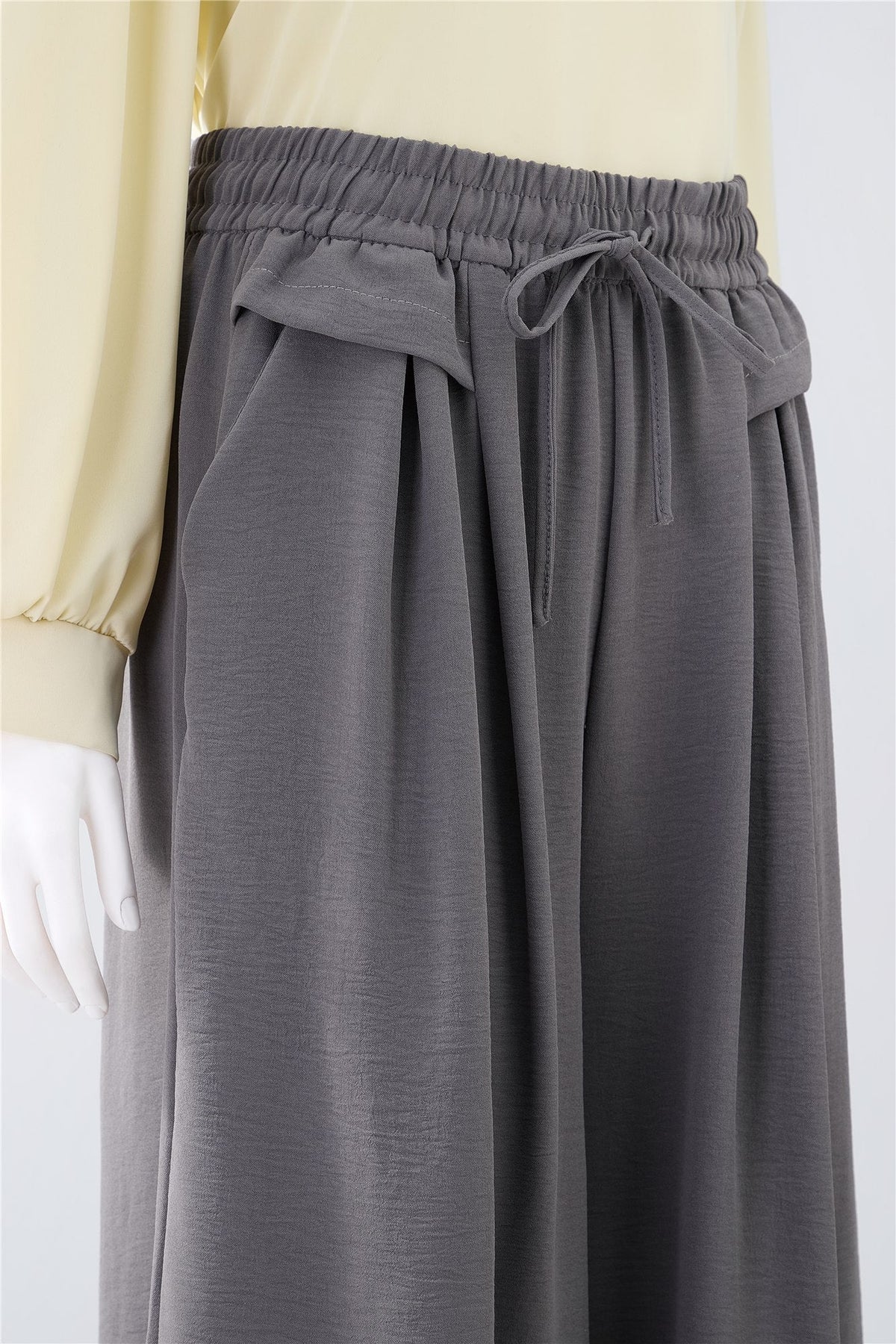 Charcoal Drawstring Wide-Leg Trousers — Image 5
