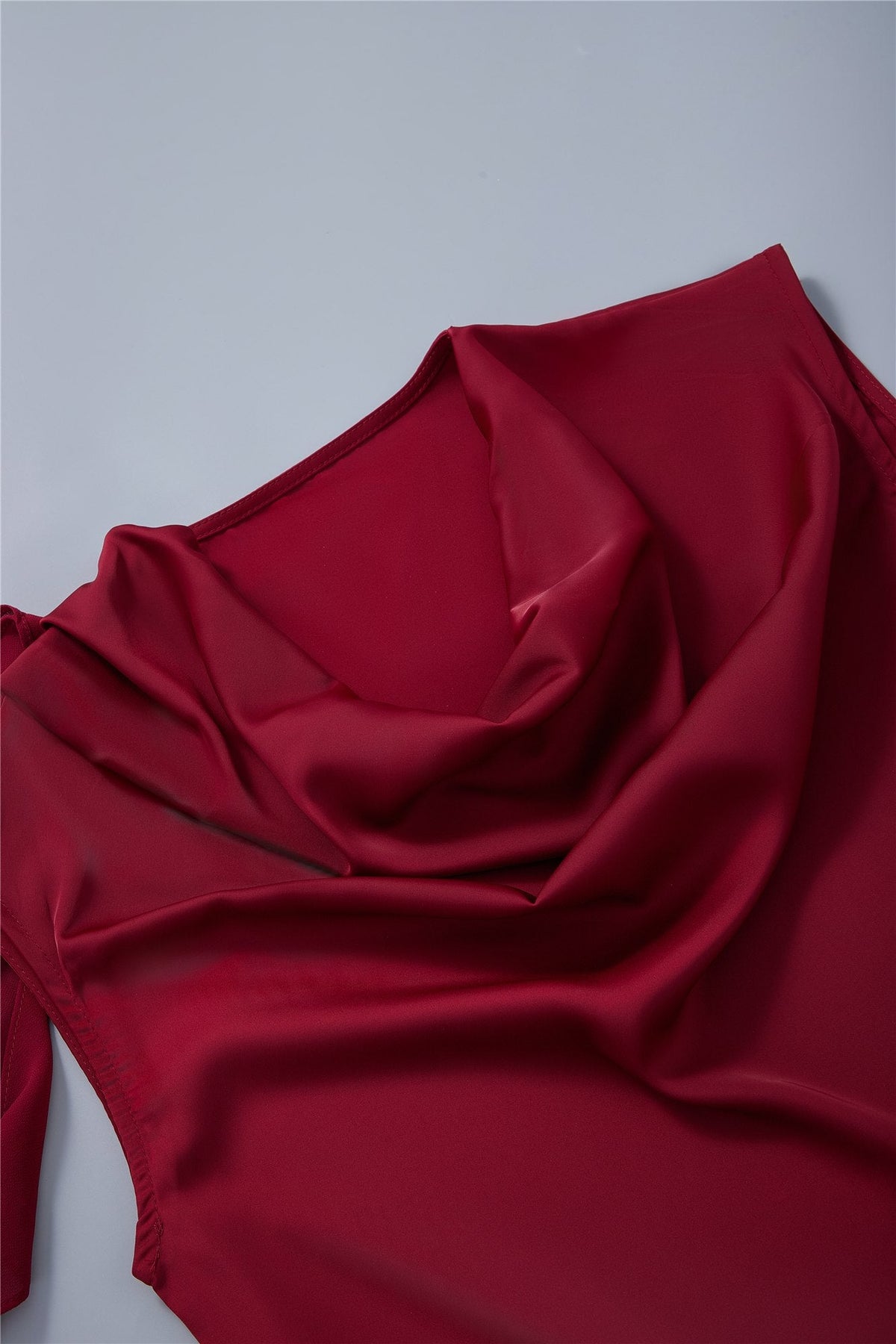 Burgundy Draped Sleeveless Blouse — Image 6