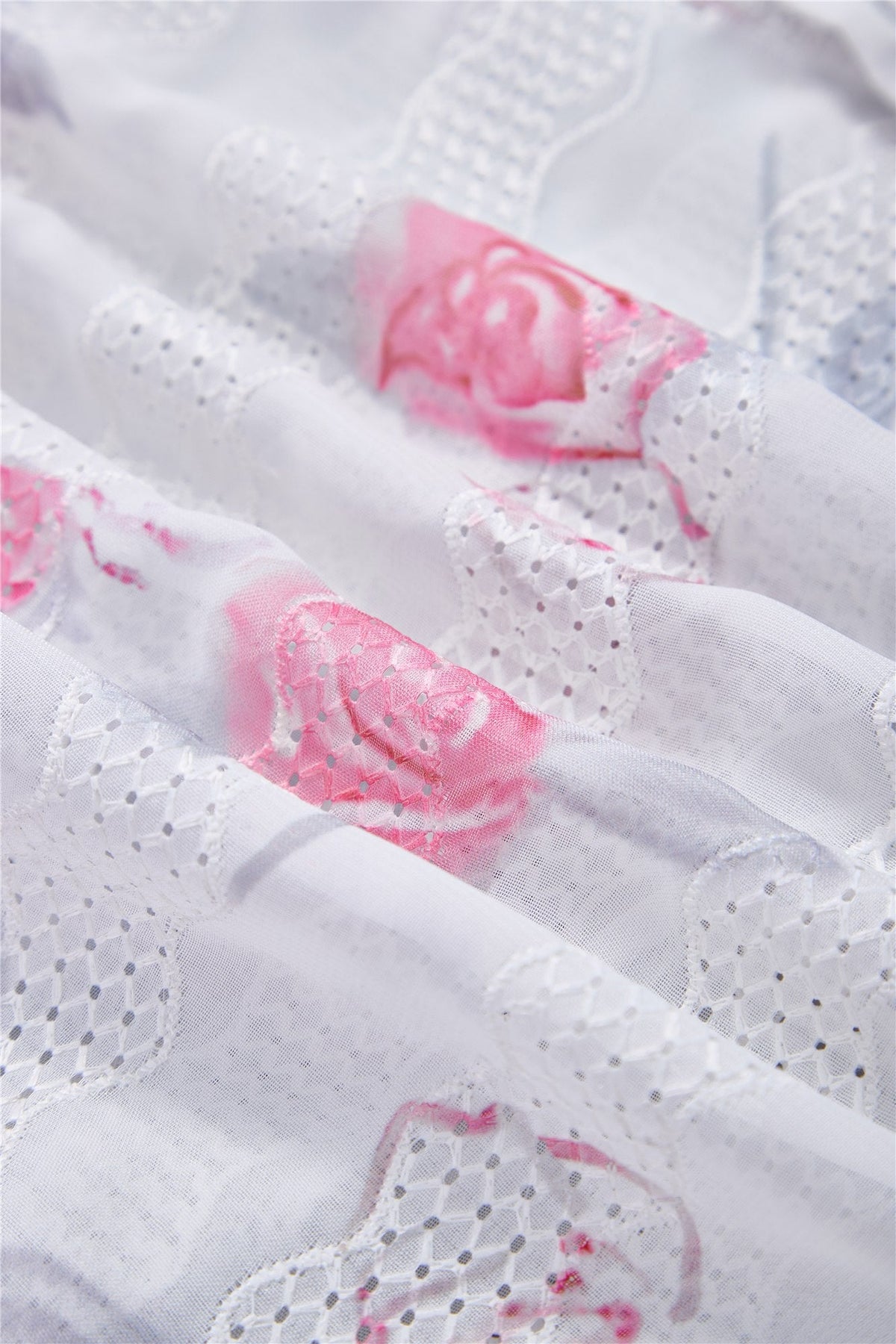 White Floral Button-Front Blouse — Image 8