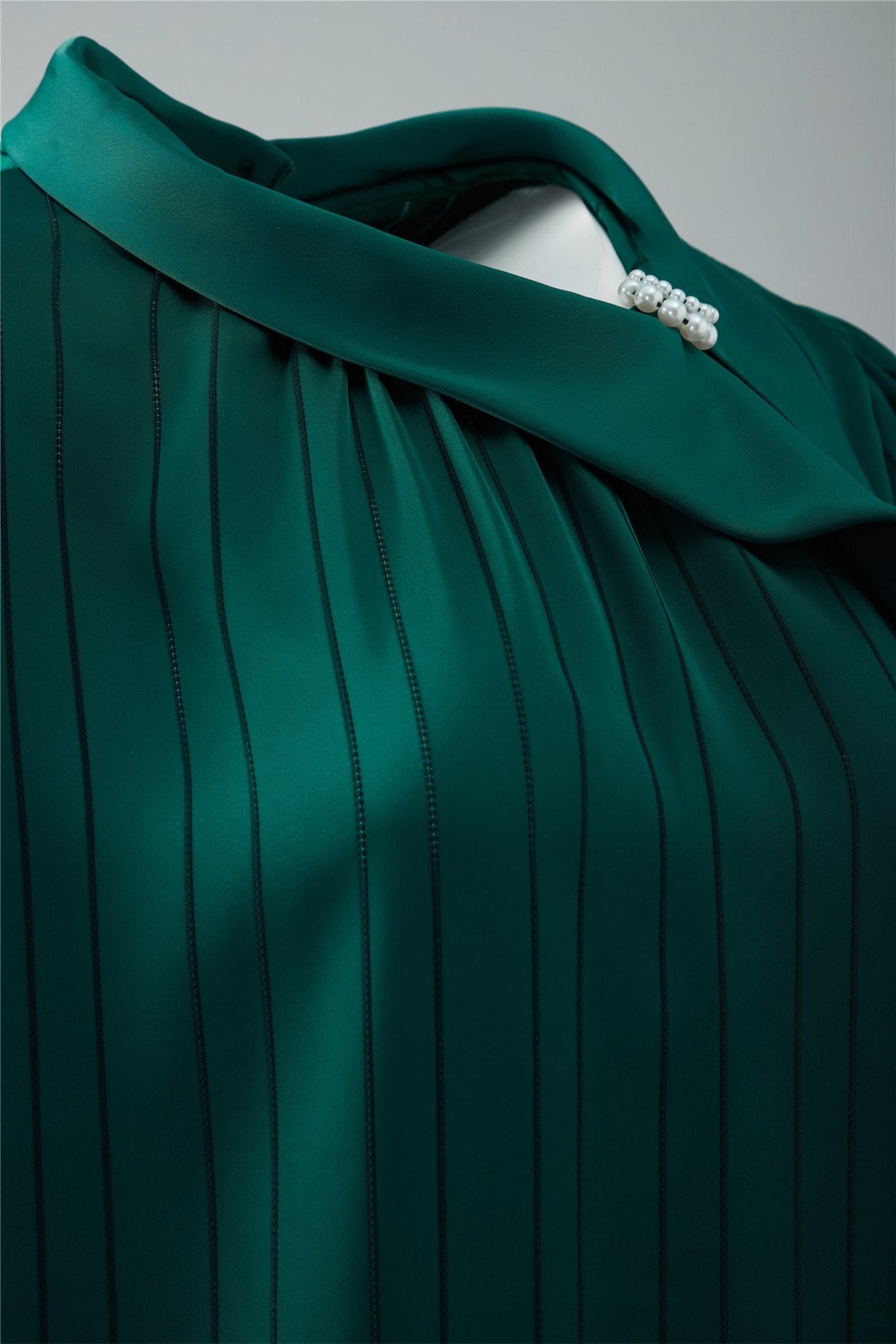 Emerald Pleated Short-Sleeve Blouse — Image 5
