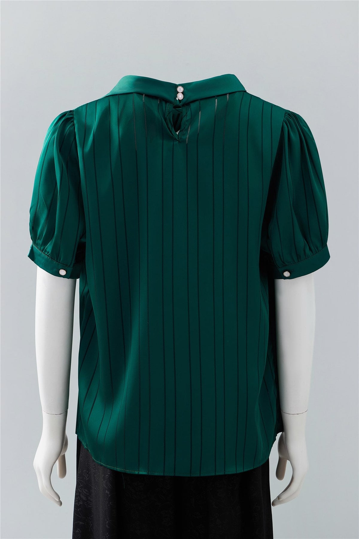 Emerald Pleated Short-Sleeve Blouse — Image 4