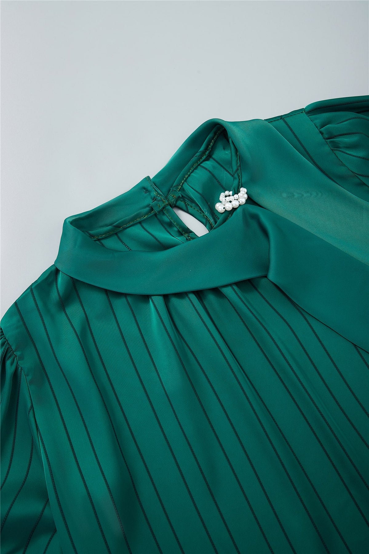 Emerald Pleated Short-Sleeve Blouse — Image 6