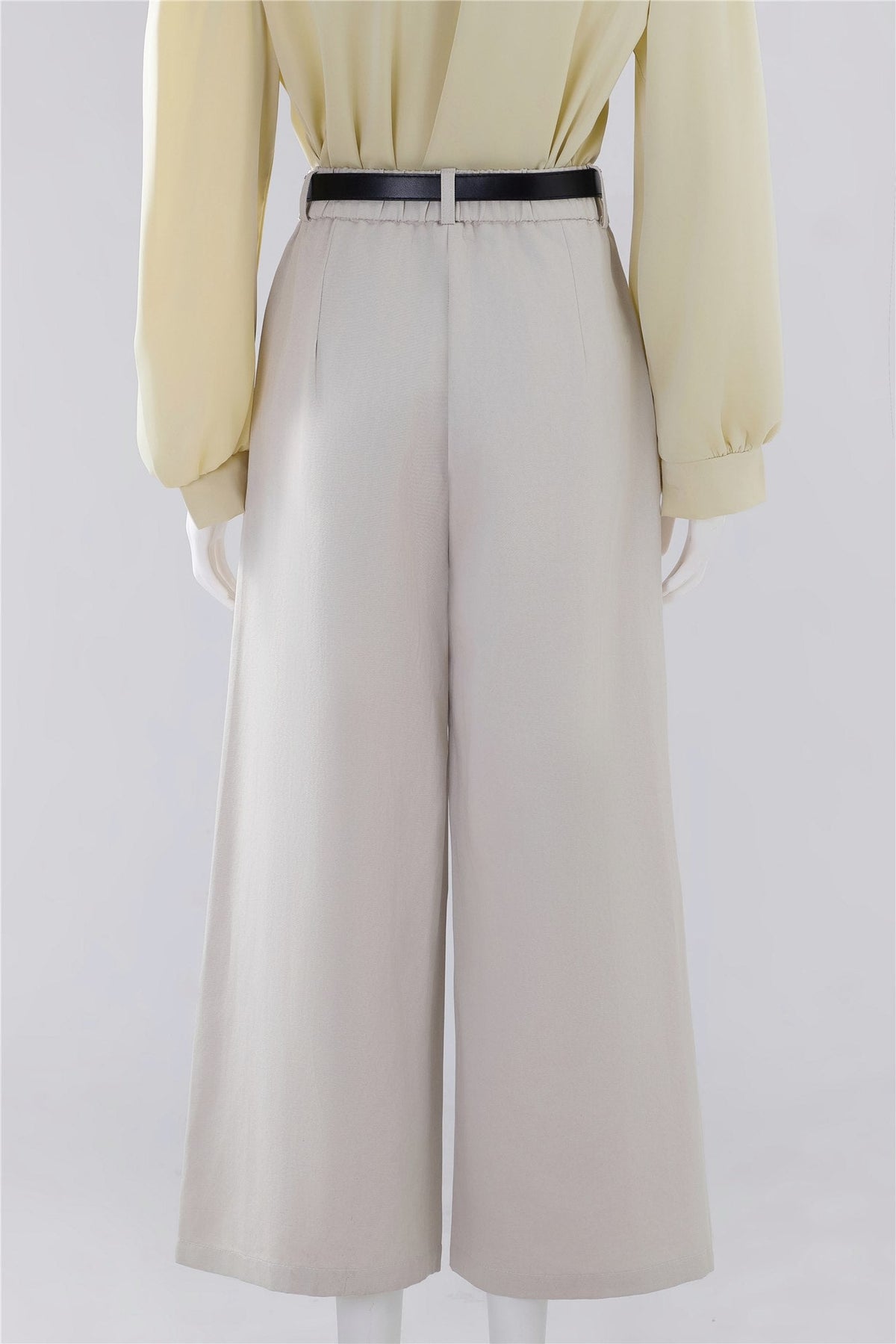 Ivory Belted Wide-Leg Trousers — Image 4
