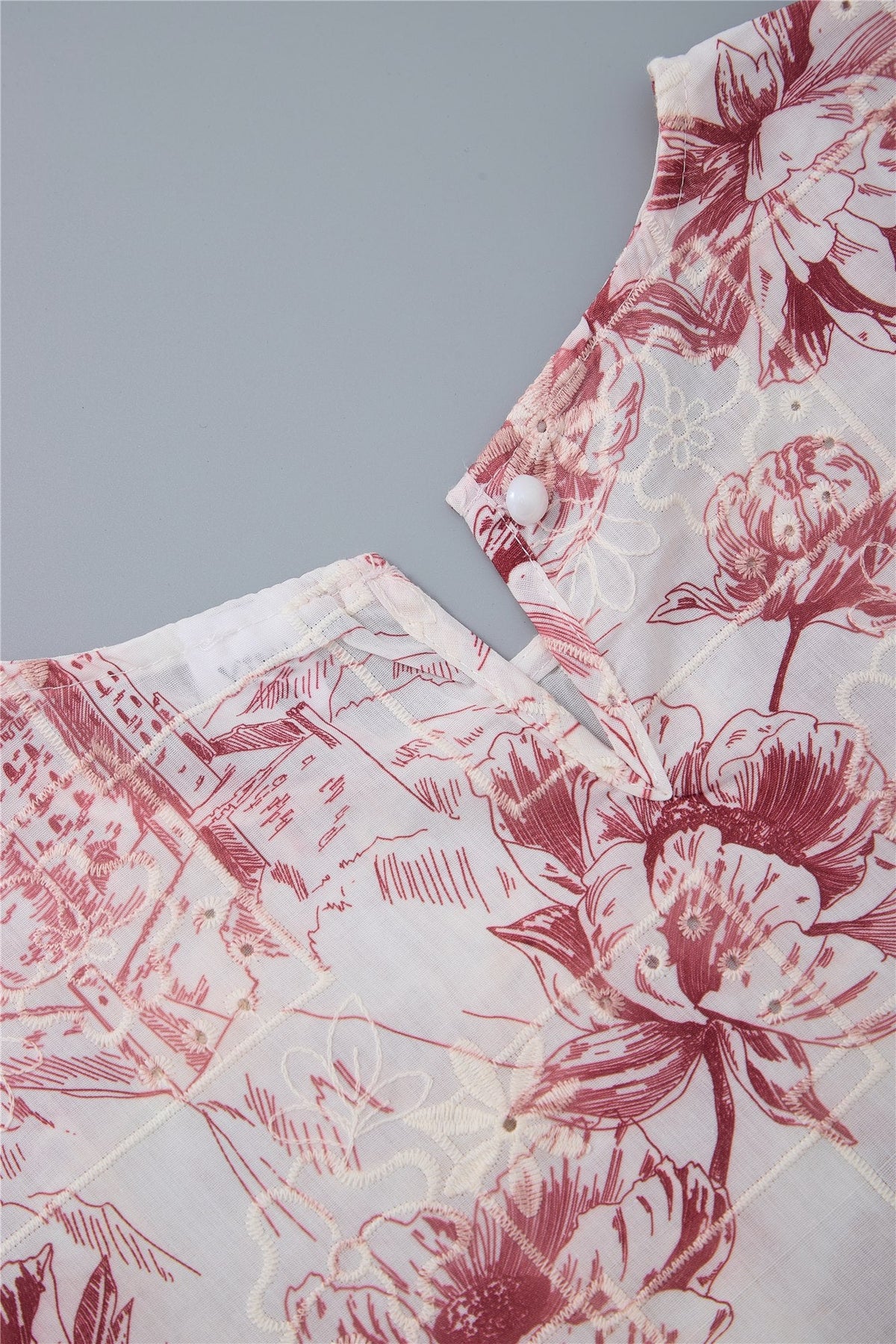 Red Floral Short-Sleeve Top — Image 6