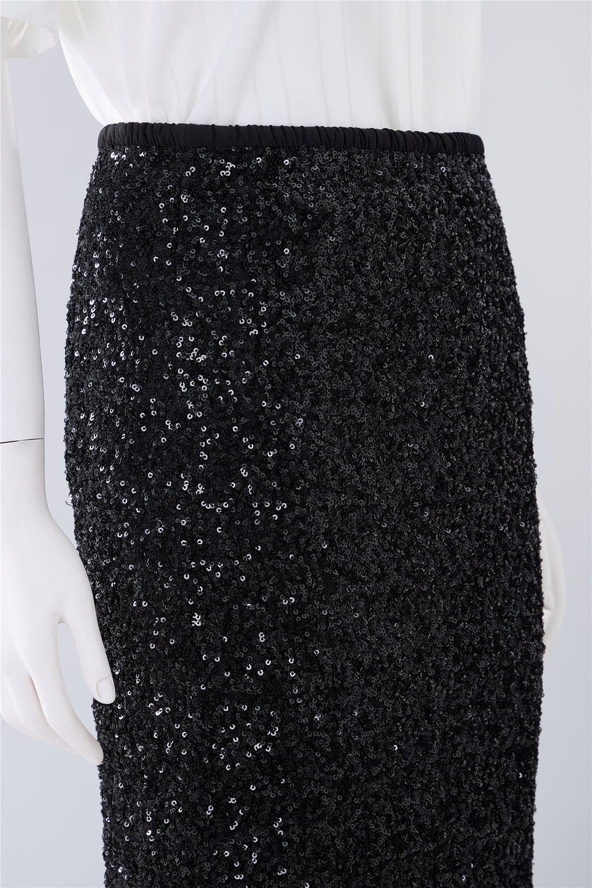 Black Textured Flared Maxi Skirt — Image 5