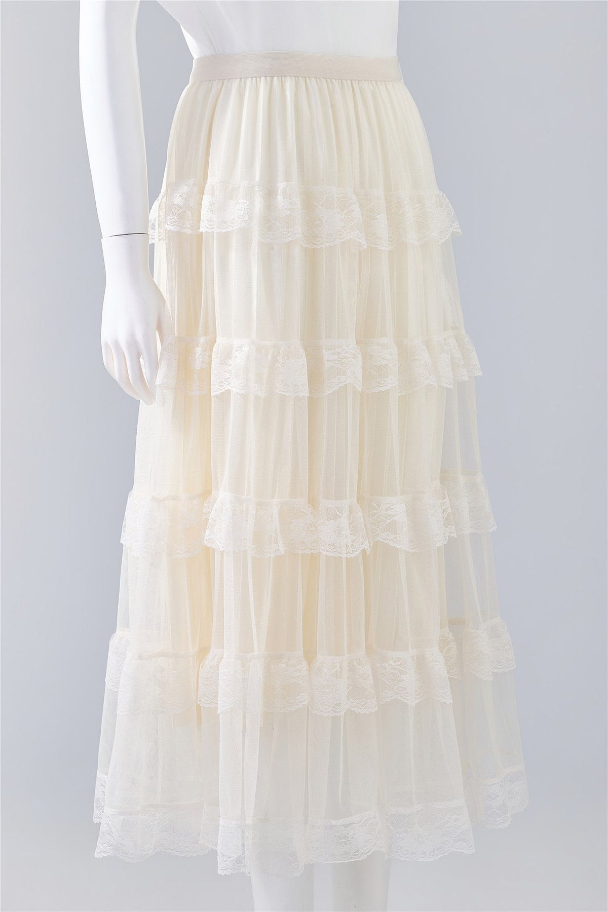 Ivory Tiered Maxi Skirt — Image 3