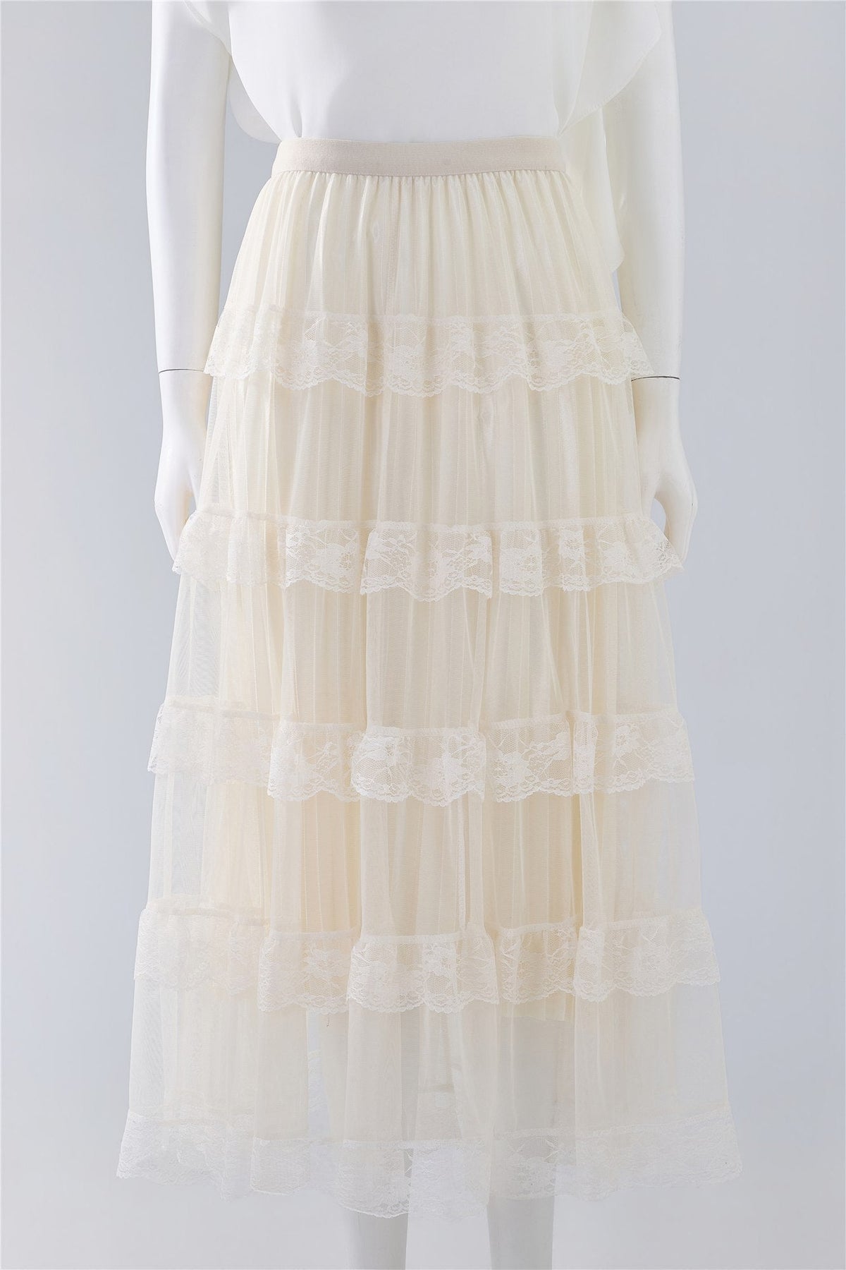 Ivory Tiered Maxi Skirt — Image 1