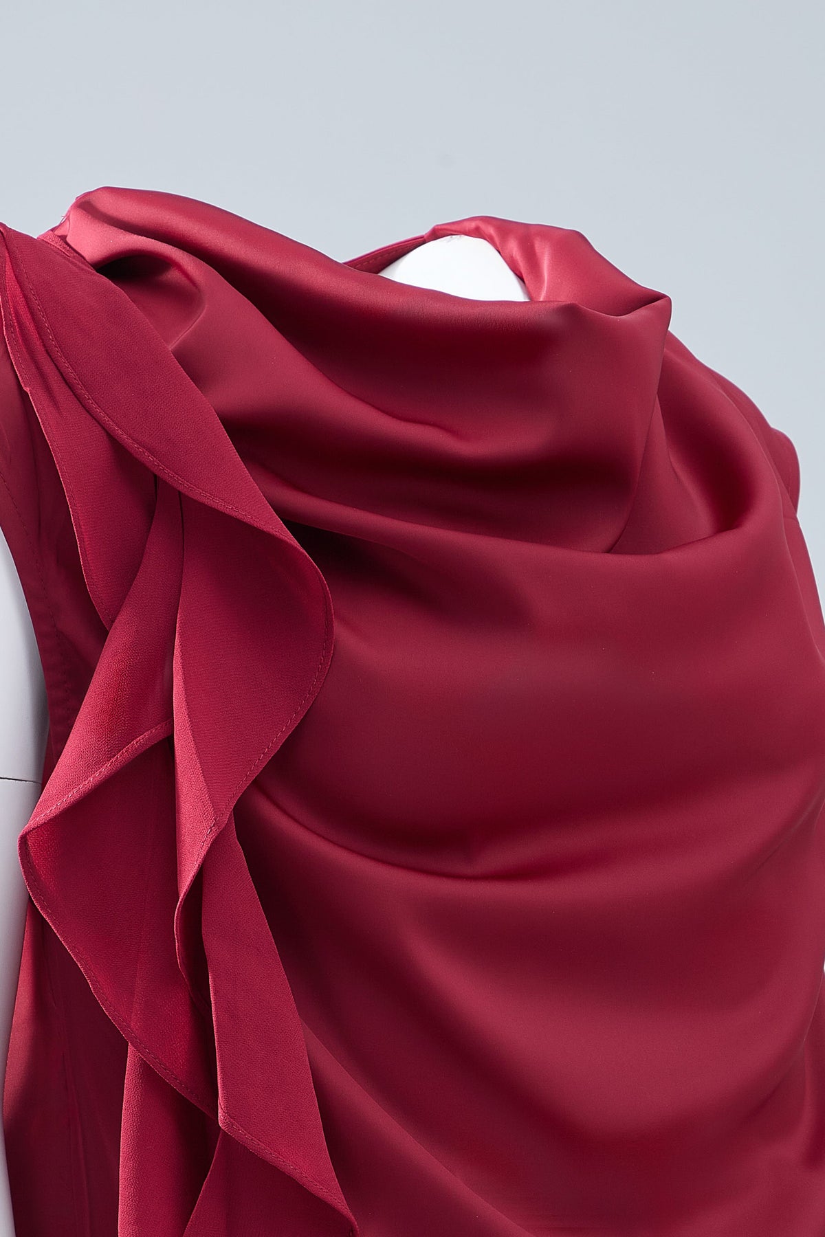 Burgundy Draped Sleeveless Blouse — Image 5