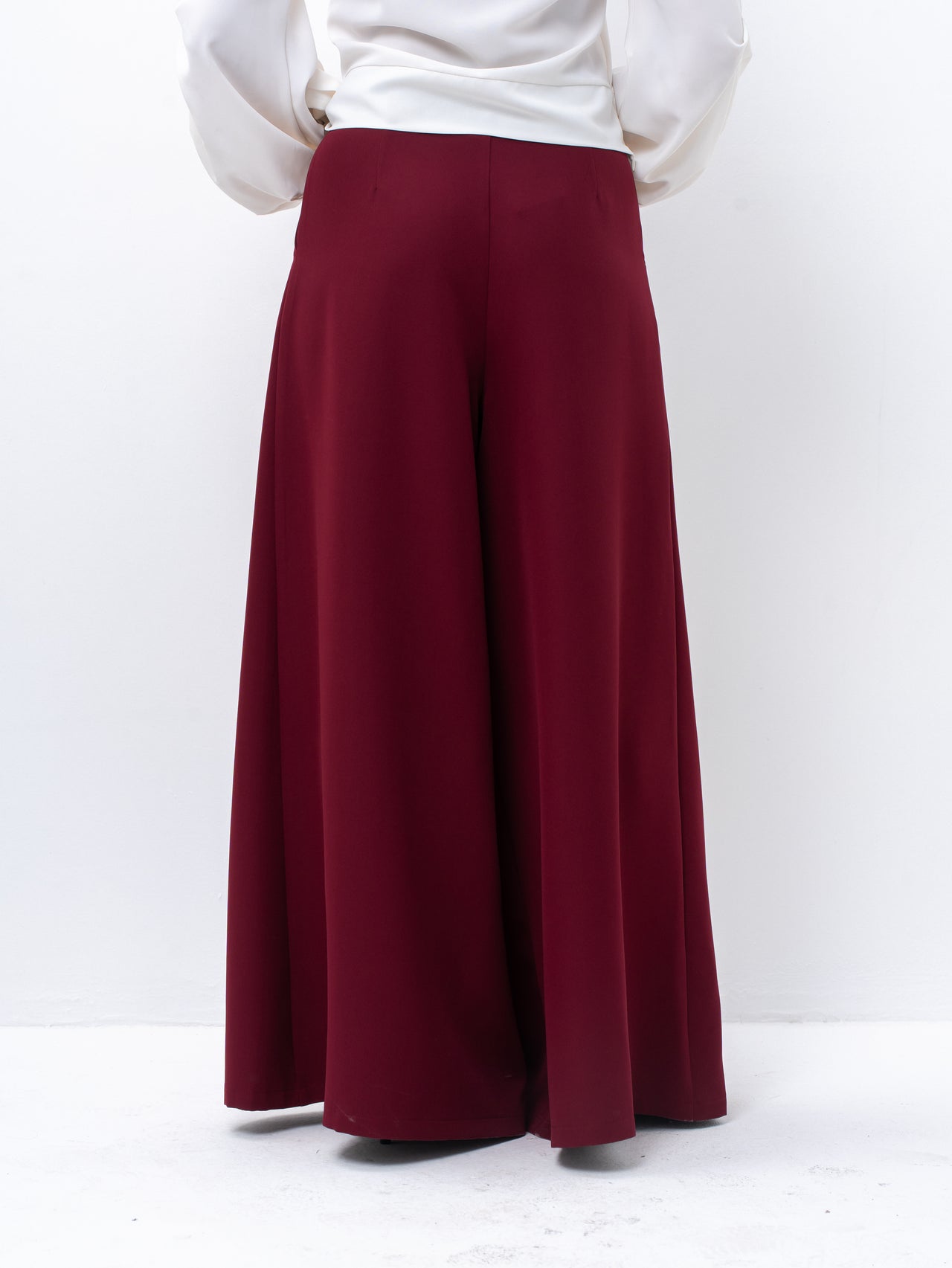 Sophisticated Palazzo Burgundy Pants with Front Pleat Detail