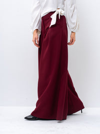 Sophisticated Palazzo Burgundy Pants with Front Pleat Detail