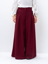Sophisticated Palazzo Burgundy Pants with Front Pleat Detail