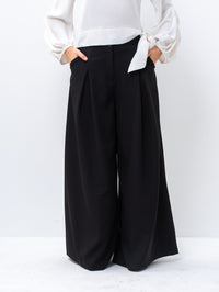 Sophisticated Palazzo Black Pants with Front Pleat Detail
