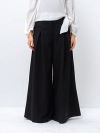 Sophisticated Palazzo Black Pants with Front Pleat Detail