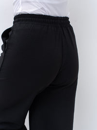 Effortless Black High-Waisted Wide Leg Trousers with Drawstring