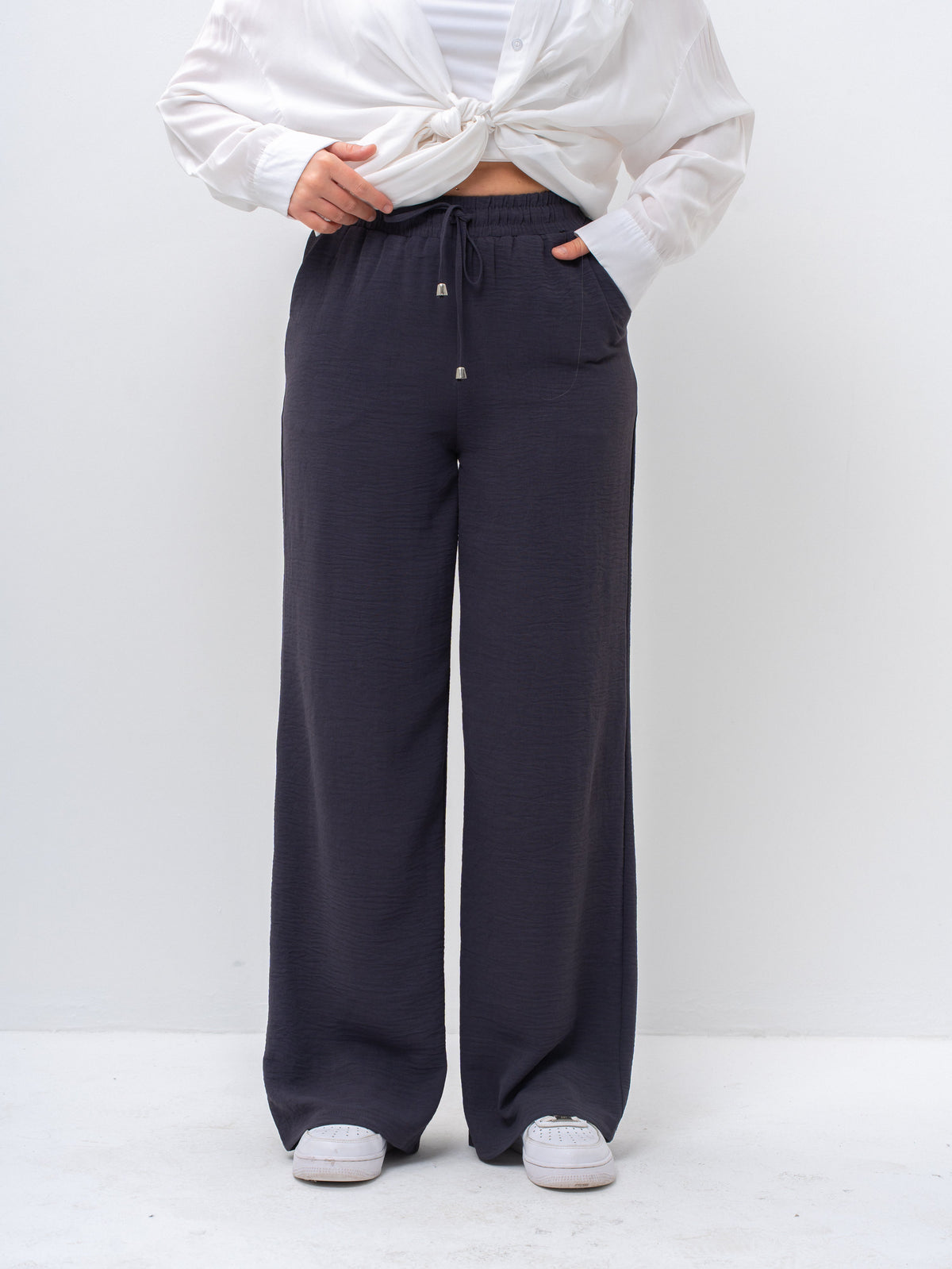 High-Waisted Drawstring Wide-Leg Trousers — Image 39
