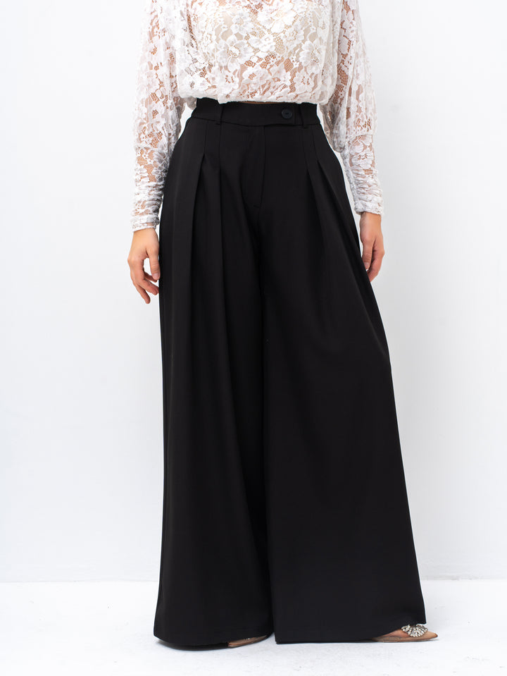 The Metropolitan Wide-Leg Statement Black Pant