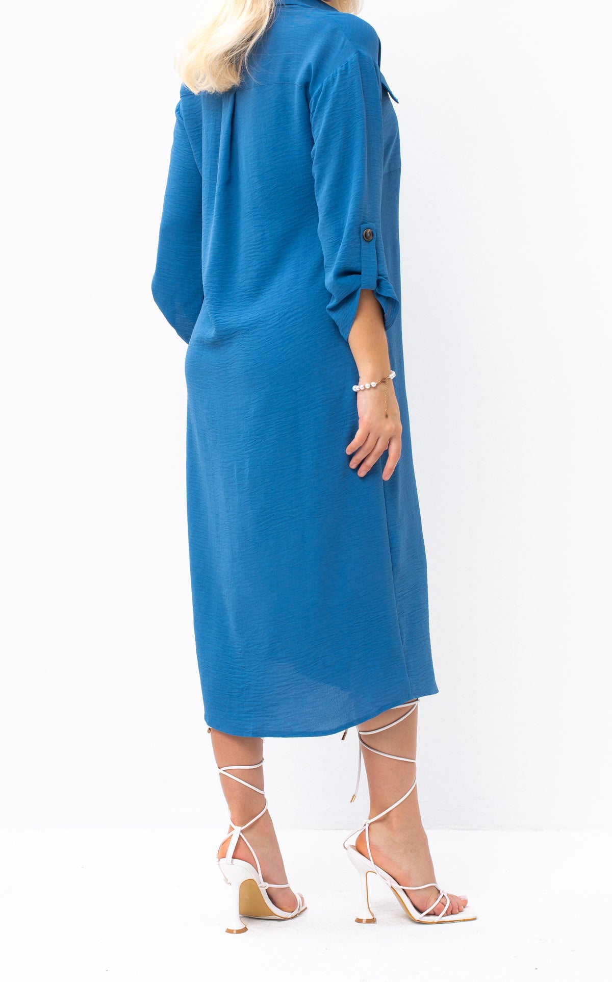 Casual Sophistication Long-Sleeve Utility Shirt Blue Dress