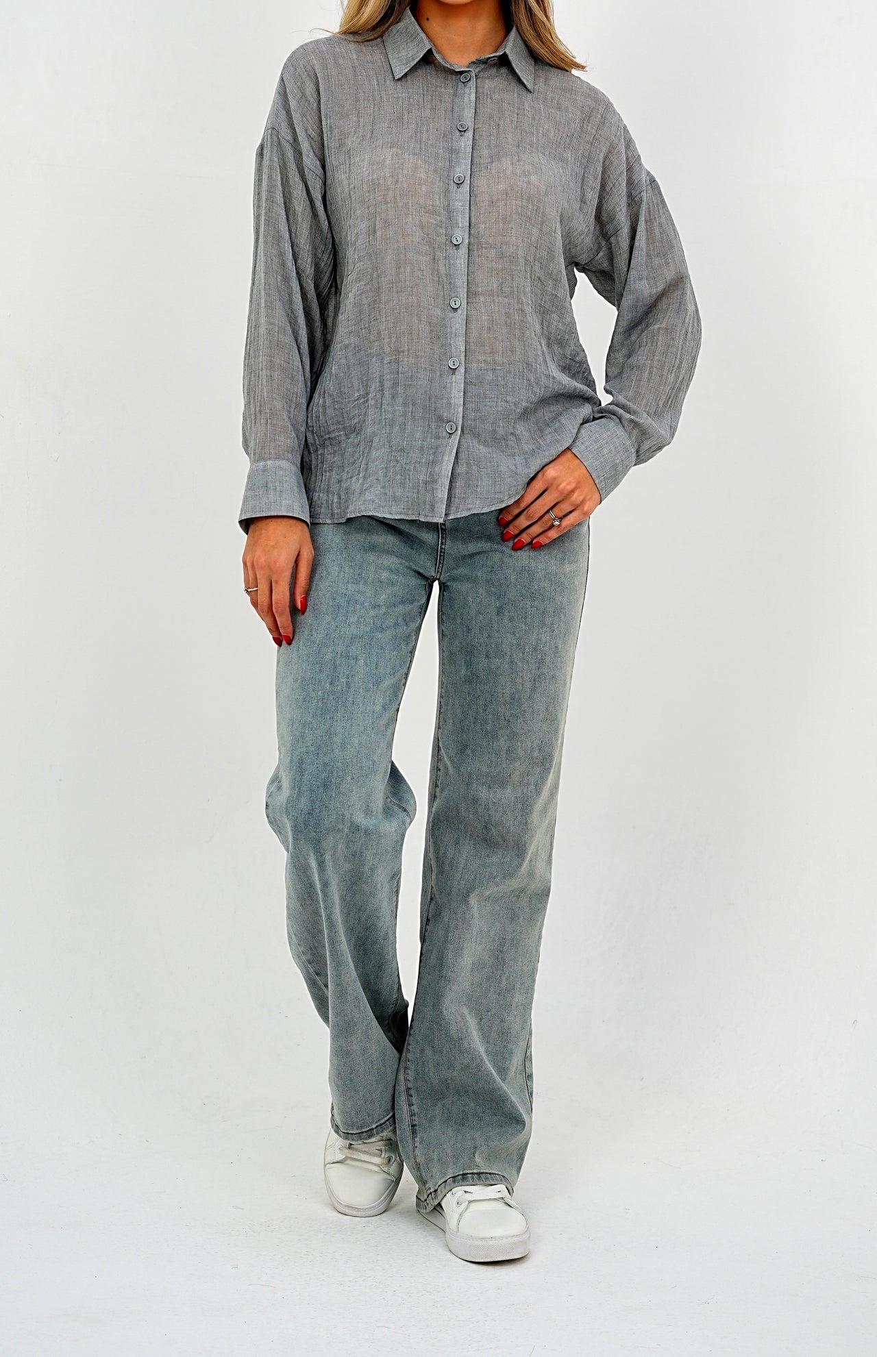 Relaxed Fit Long Sleeve Shirt - Crinkled & Lightweight