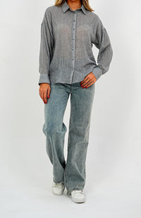 Relaxed Fit Long Sleeve Shirt - Crinkled & Lightweight