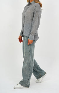 Relaxed Fit Long Sleeve Shirt - Crinkled & Lightweight