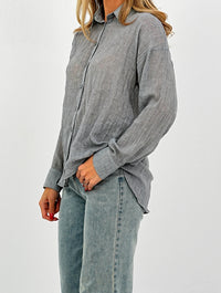 Relaxed Fit Long Sleeve Shirt - Crinkled & Lightweight