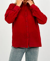 Relaxed Fit Long Sleeve Shirt - Crinkled & Lightweight burgundy