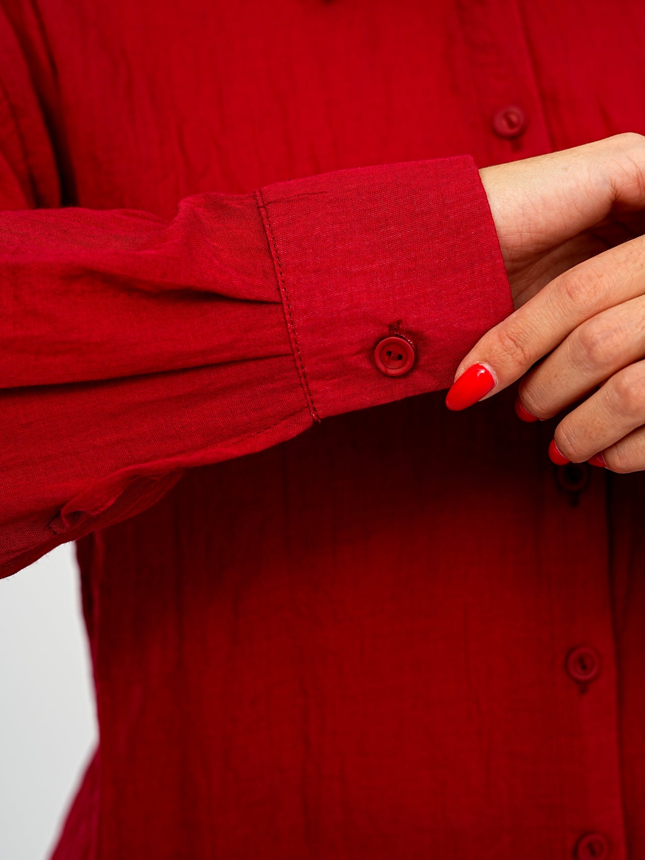 Relaxed Fit Long Sleeve Shirt - Crinkled & Lightweight burgundy